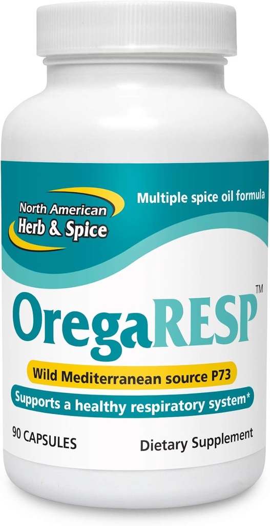 North American Herb & Spice OregaResp - 90 κάψουλες Veggie - Ανοσοποιητική & Αναπνευστική Υγεία - Κύμινο, φασκόμηλο, Ρίγανο Λάδι - Ασφαλές για παιδιά & κατοικίδια, Μη ΓΤΟ - 90 Σύνολο Υπηρεσιών