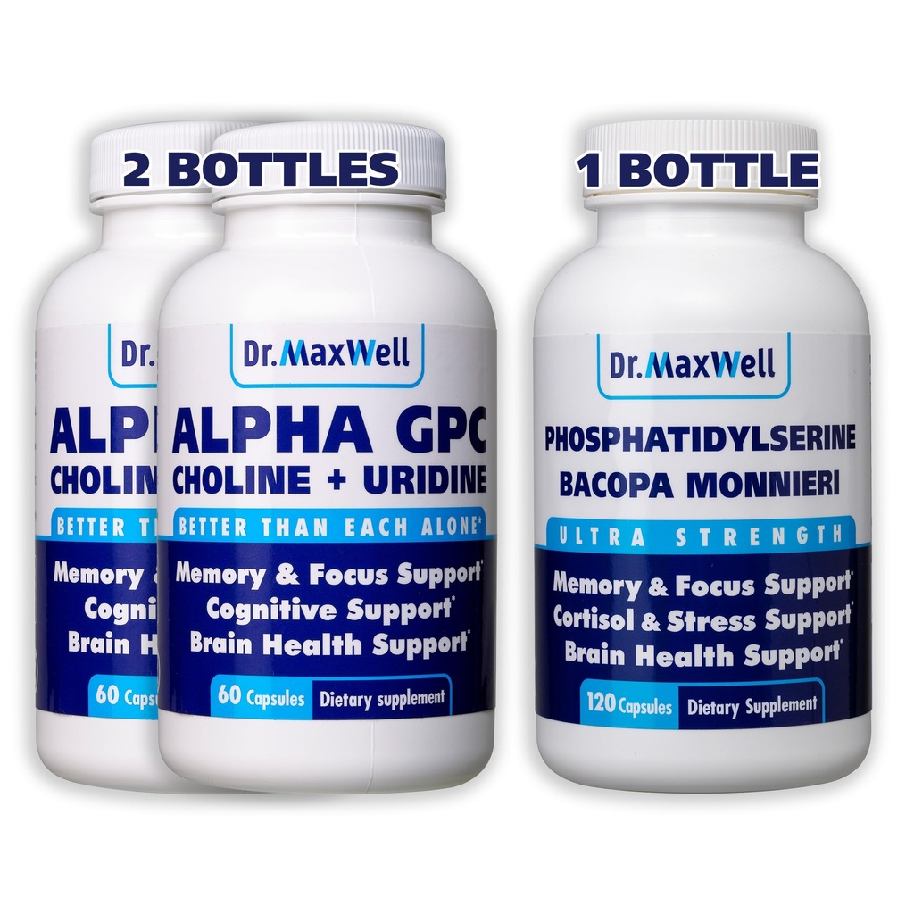 Alpha GPC & Uridine 2X 60 Κάψουλες + Phosphatidylserine & Bacopa 1x 120 Κάψουλες, 2 Μήνες Προμήθεια