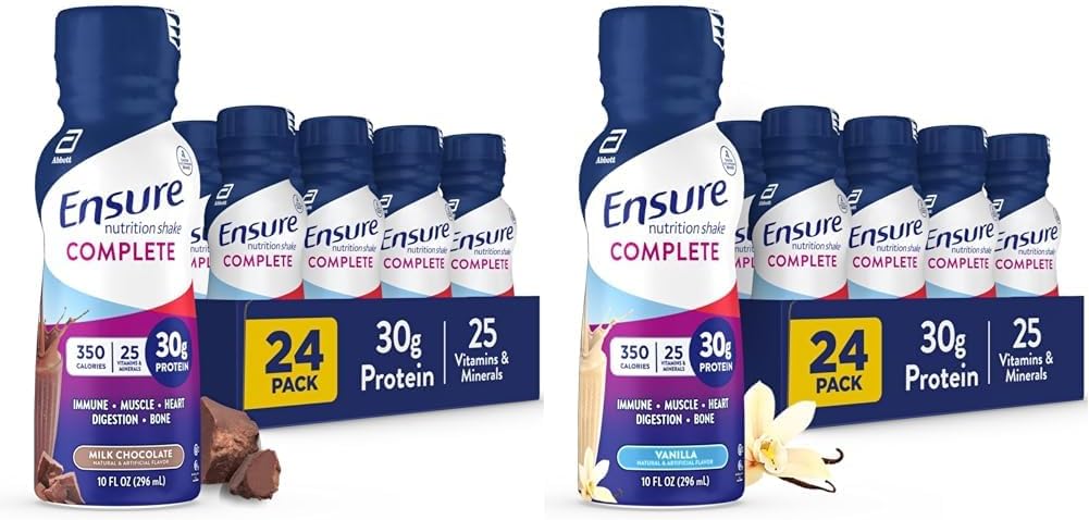 Ensure COMPLETE Nutrition Shake with 30g Protein, Immune Health Nutrients, Chocolate and Vanilla Flavors, Pack of 24 (10 fl oz)