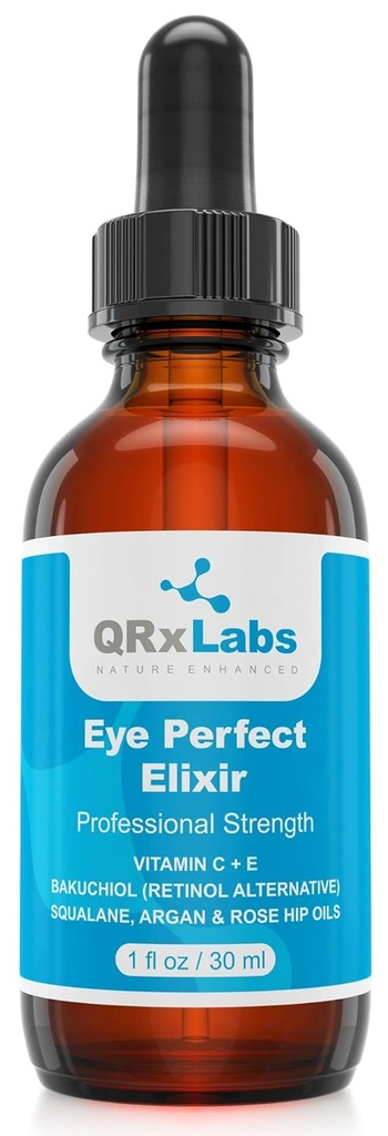 Eye Perfect Elixir - Με Bakuchiol (Retinol Alternative), Pure Argan και Rosehip Oils, Squalane, Βιταμίνη C & E - Best Anti-Γήρανση Ορός Θεραπείας για Τσάντες, Puffy, Wrinkles, Crow Feet