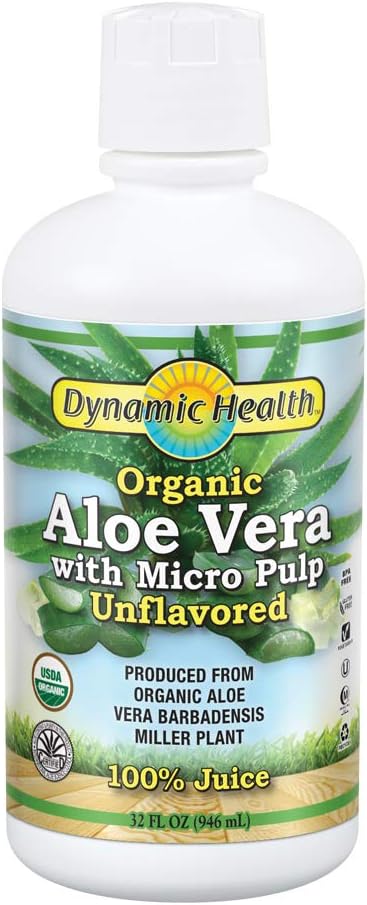 Dynamic Health Organic Aloe Vera Juice w/Micro Pulp, Unflavored 