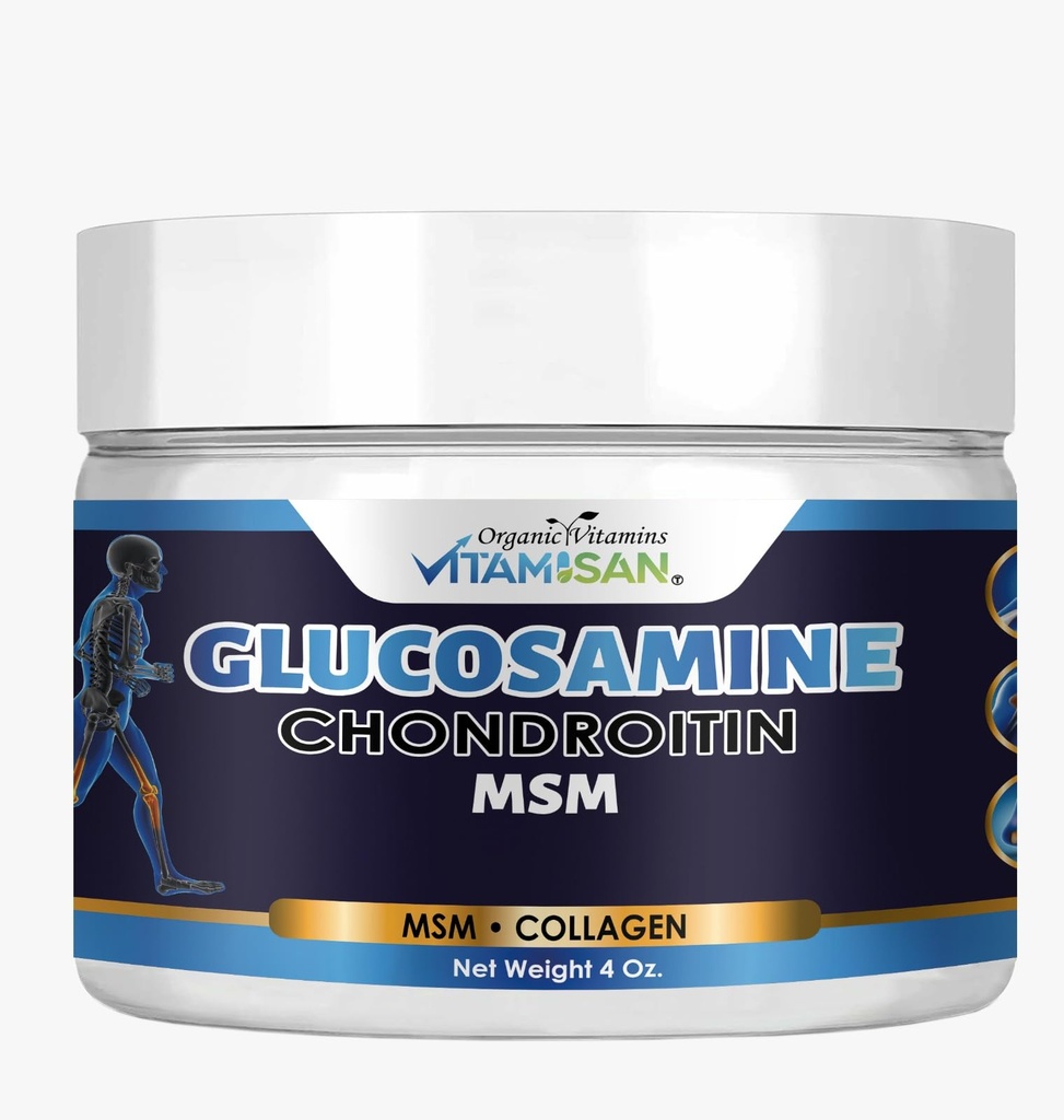 VITAMISAN Premium Βιολογική κρέμα γλυκοζαμίνης & χονδροϊτίνης με MSM, Arnica, & Collagen