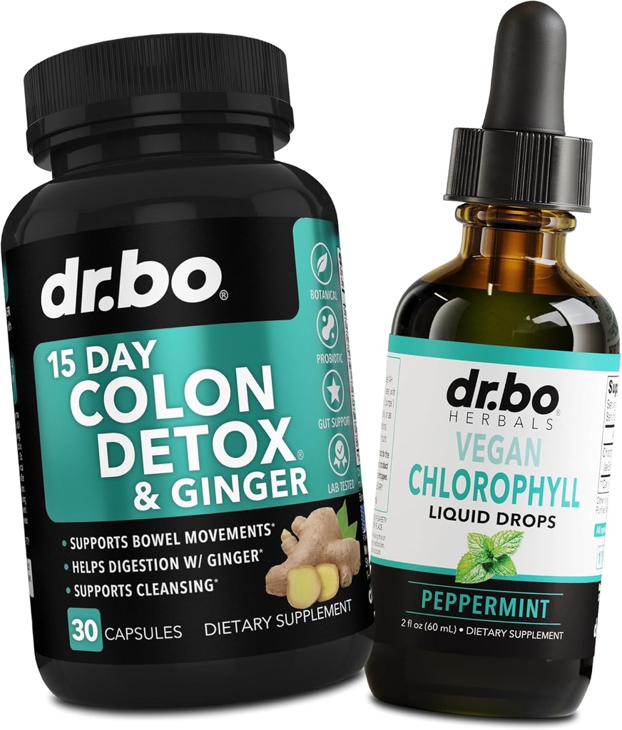 Cleanser του παχέος εντέρου Detox & Chlorophyl Liquid Drops - 15 ημέρα Colon Cleanse Χάπια με Ginger, υγρό Chlorophyl Drops Odor Σώμα Detox Εσωτερικό αποσμητικό - Bowel Movement Συμπληρώματα Εντερική υποστήριξη ούρων