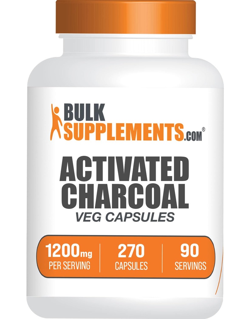 BulkSupplements.com Ενεργοποιημένες κάψουλες καρβουνιού - Καρύδας, ενεργοποιημένο καρβίδιο για την υποστήριξη των νεφρών, ενεργοποιημένα χάπια καρβουνιού - Vegan, 3 κάψουλες ανά υπηρεσία (1200mg), 270 κάψουλες Veg