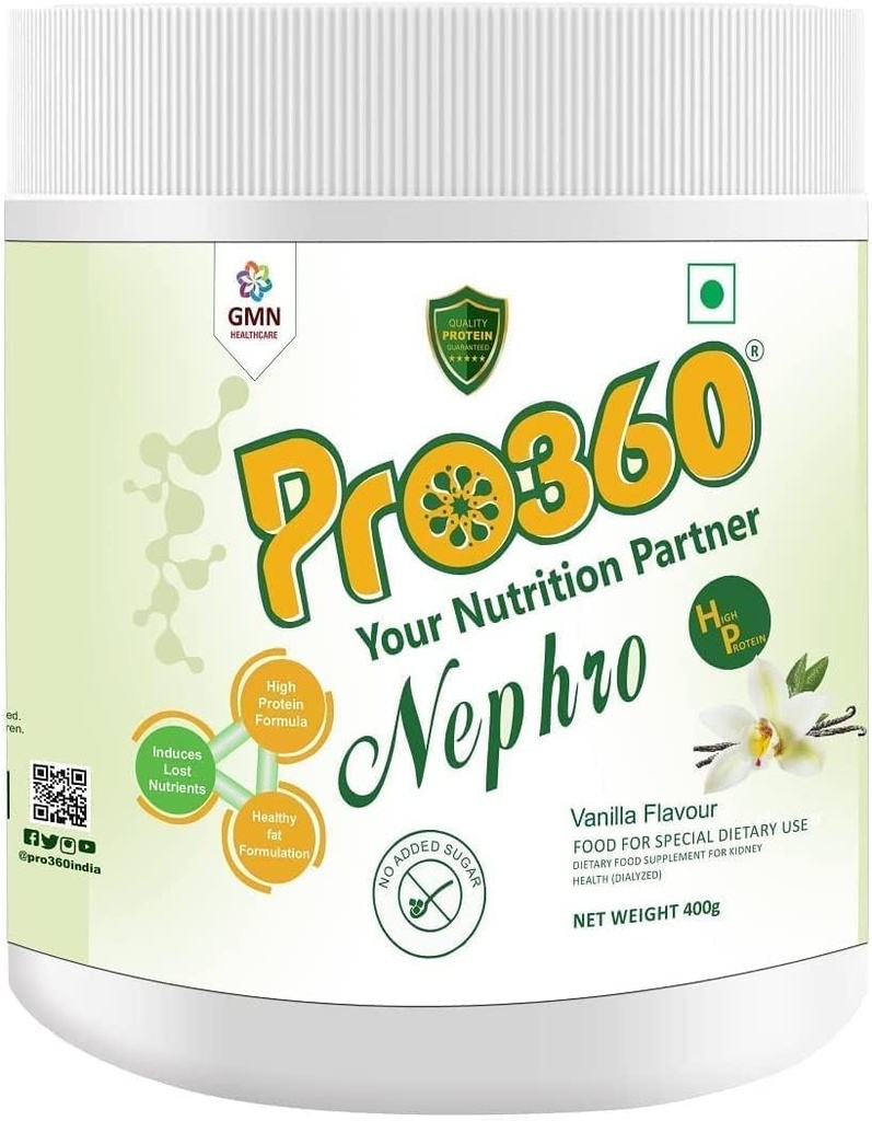 Nephro HP - Dialysis Care Nutritional Protein Drink (Vanilla Flavour) No Added Sugar, Special Dietary Supplement for Kidney/Renal Health, 400 Gm