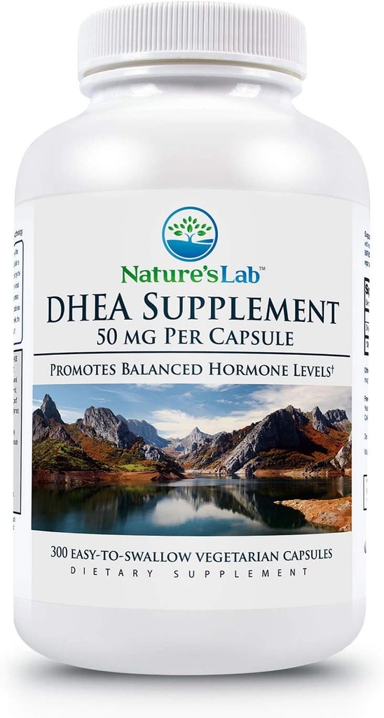 Nature's Lab DHEA 50mg Supplement - Προωθεί ισορροπημένα επίπεδα ορμονών, υγιής ενέργεια και αυξημένη νοητική σαφήνεια* - 300 κάψουλες (10 Μήνας Προμήθεια)