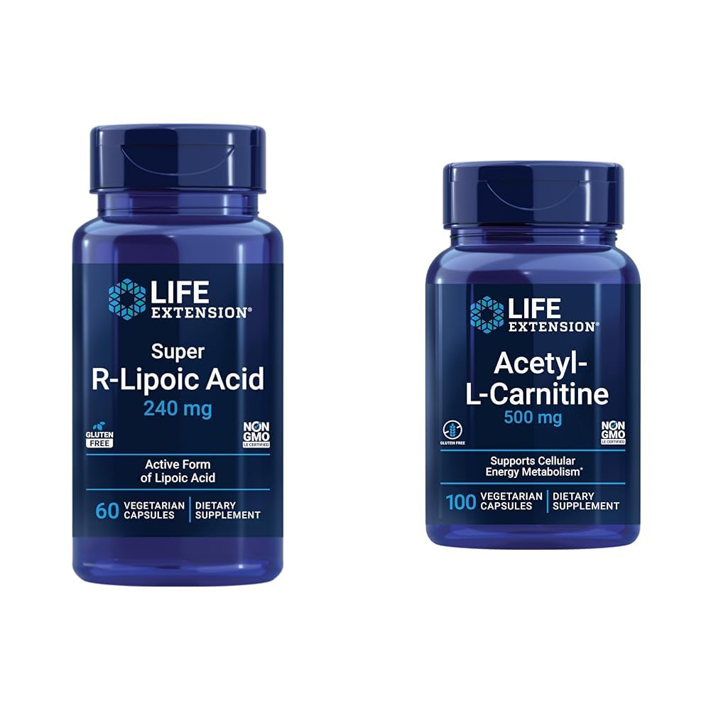 Επέκταση ζωής Super R-Lipoic Acid 240mg και Acetyl-L-Carnitine 100 Κάψουλες - Κυτταρική Ενέργεια και Εγκεφαλική Υγεία