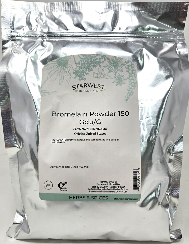 Bromelain Powder 150gdu - Anas comosus, 1 lb, (Starwest Βοτανικά)