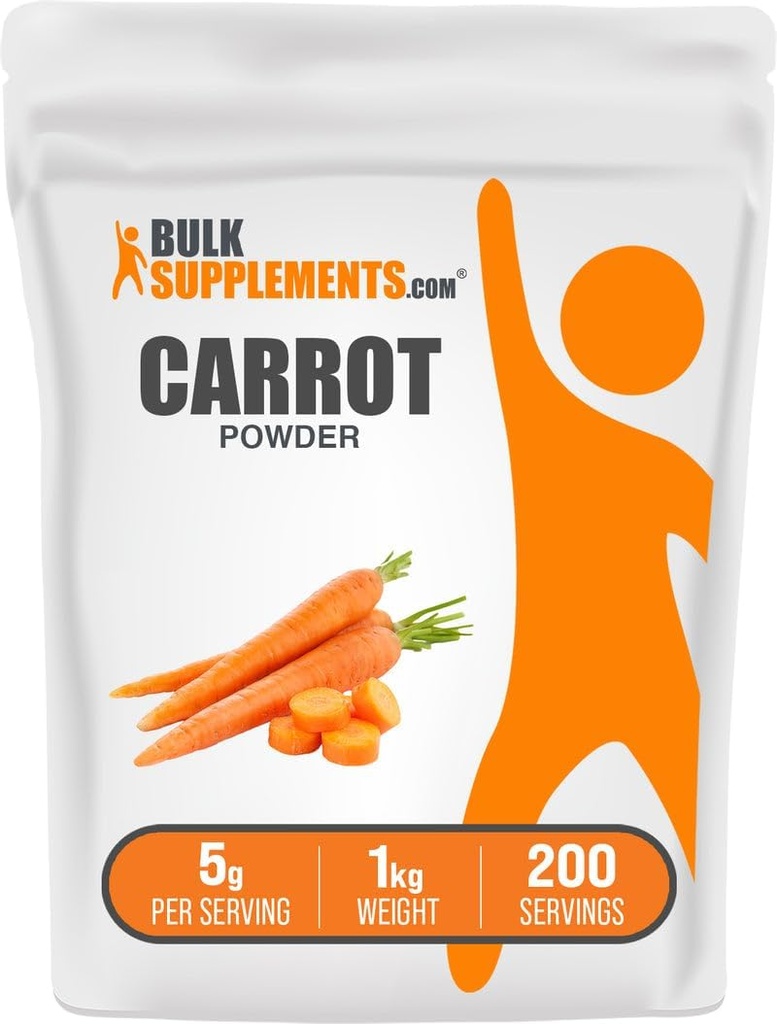 BulkSupplements.com Carrot Powder - Superfood Powder Supplement, Carrot Supplement - για Smoothies & Baking, Vegan & Gluten Free, 5g ανά Σερβίρισμα, 1kg (2,2 λίβρες) (Pack of 1)
