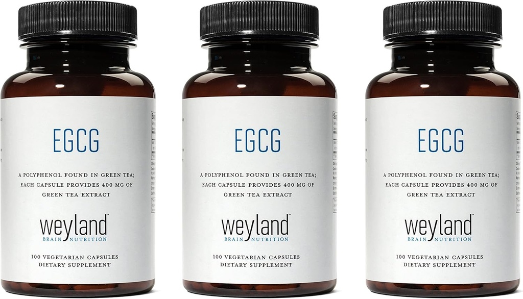 EGCG | Green Tea Extract | 400 mg - Antioxidant Supplement | Vegan, Gluten Free | 100 Vegetarian Capsules (Pack of 3)