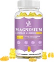 iMATCHME Magnesium Glycinate Gummies with Magnesium Malate, Taurate, Citrate, Potassium Complex Supplement with CoQ10, Calcium, Supports for Memory, Bone, Calm, Sleep, 60 Pineapple Gummies