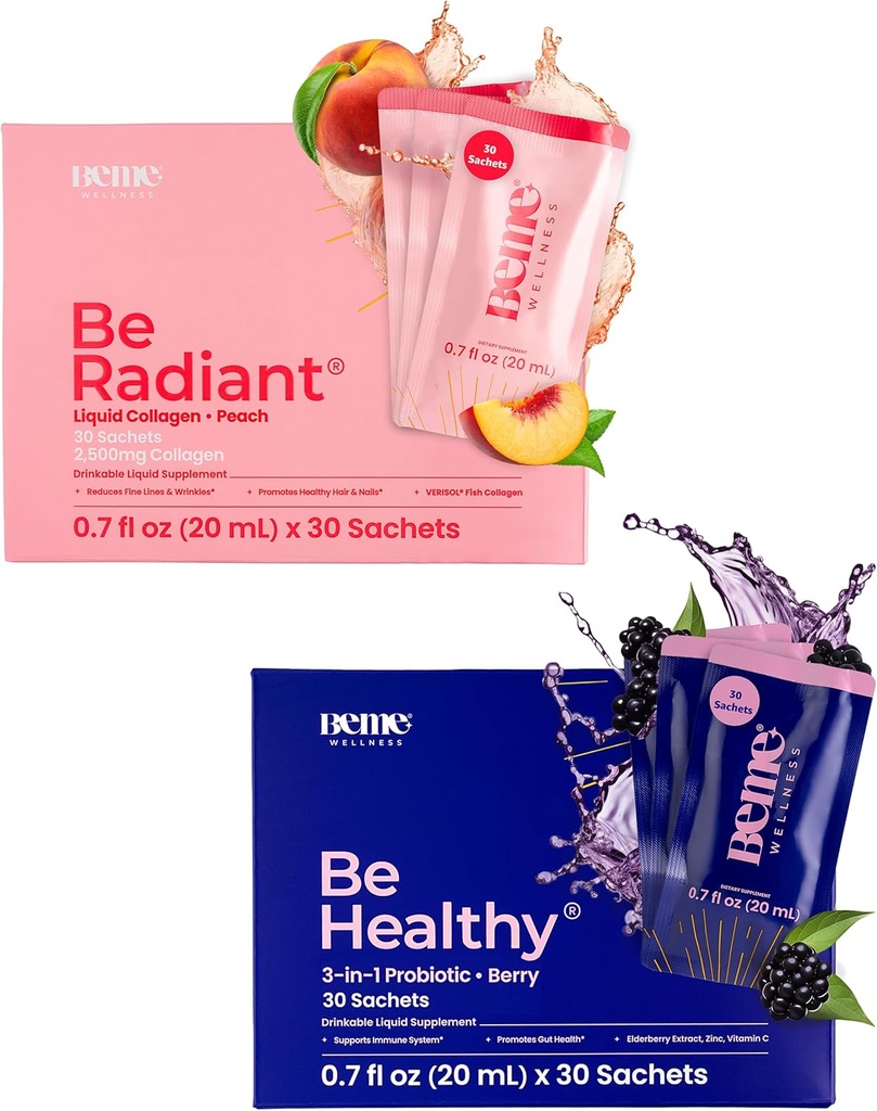 BeMe BeRadiant & BeHealthy Bundle - Υγρό κολλαγόνο & Υγρά προβιοτικά συμπληρώματα