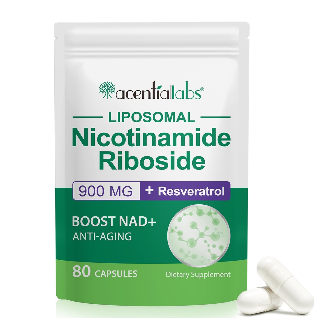 NAD Nicotinamide Ριβοσιδική ρεσβερατρόλη 900mg, NAD συμπλήρωμα υποστήριξης Κυτταρική υγεία, κατά της γήρανσης, ενέργεια, εστίαση - 80 κάψουλες