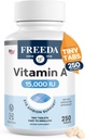 Freeda Vitamin A 15,000 IU – Retinyl Palmitate – Vegan, Kosher, No Fish – Eye, Vision, Immune & Skin Support – Tiny Easy-to-Swallow Tablets – VIT A Vitamina A Supplement – 250 Tablets