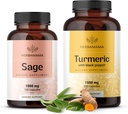 HERBAMAMA Sage and Turmeric Kit - Συσκευασία των 1000 mg Sage Leaf & Turmeric Curcumin Capses - Vegan, Non-GMO, Gelatin-Free - 2 Pack