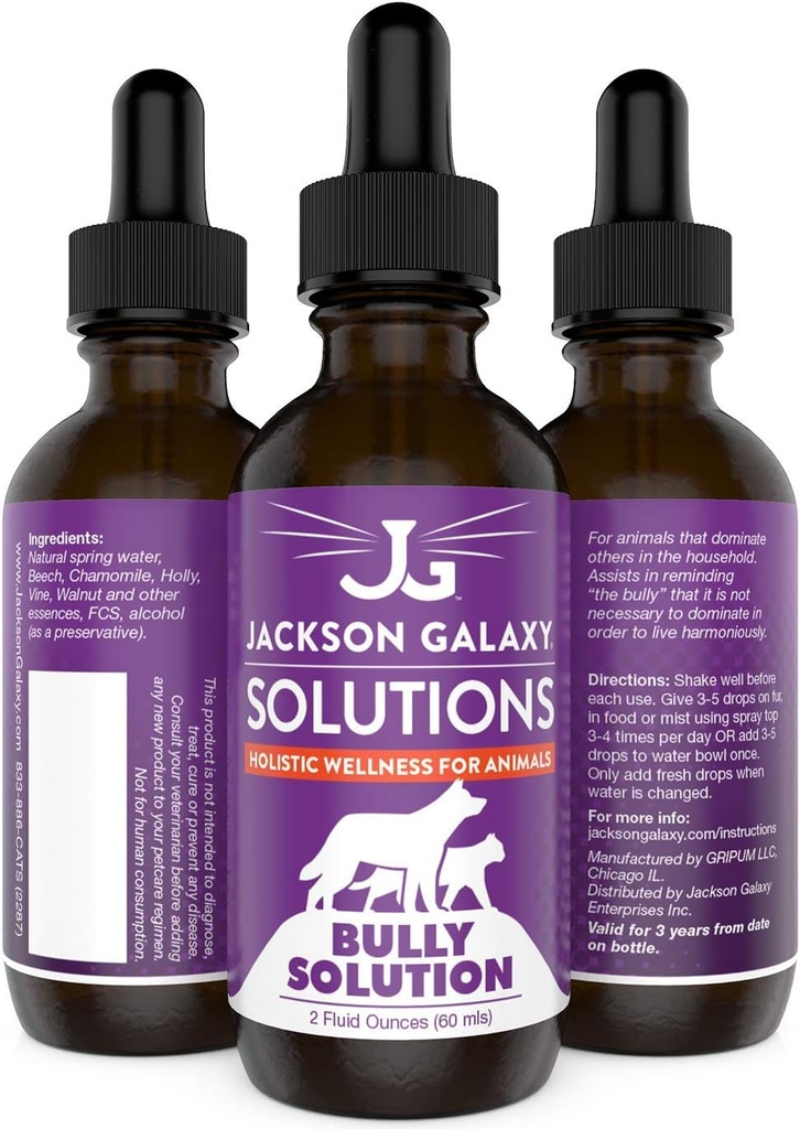 Jackson Galaxy: Bully Solution (2 oz.) - Pet Solution - Προάγει την χαλάρωση και την ηρεμία - Μπορεί να υποστηρίξει τον εκφοβισμό και την κυριαρχία - All-Φυσική Formula - Reiki Energy