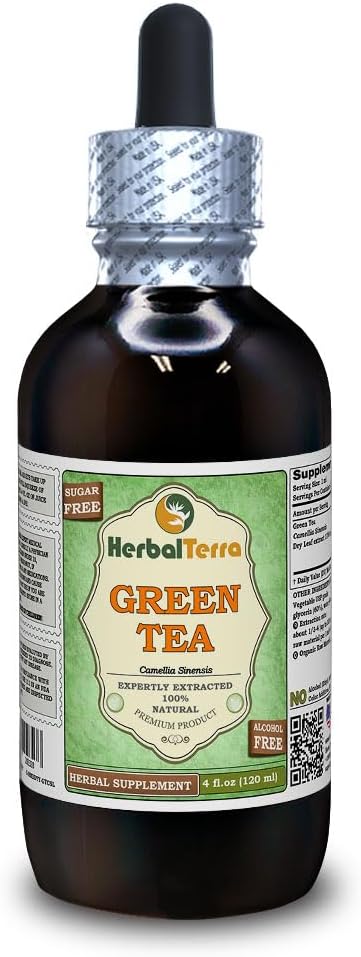 Πράσινο Τσάι (Camellia Sinensis) Γλυκερίτης, Βιολογικά Αποξηραμένα Φύλλα Υγρό Εκχύλισμα Χωρίς Αλκοόλ (Όνομα: HerbalTerra, Περήφανα Made in USA) 4 fl.oz (120 ml)