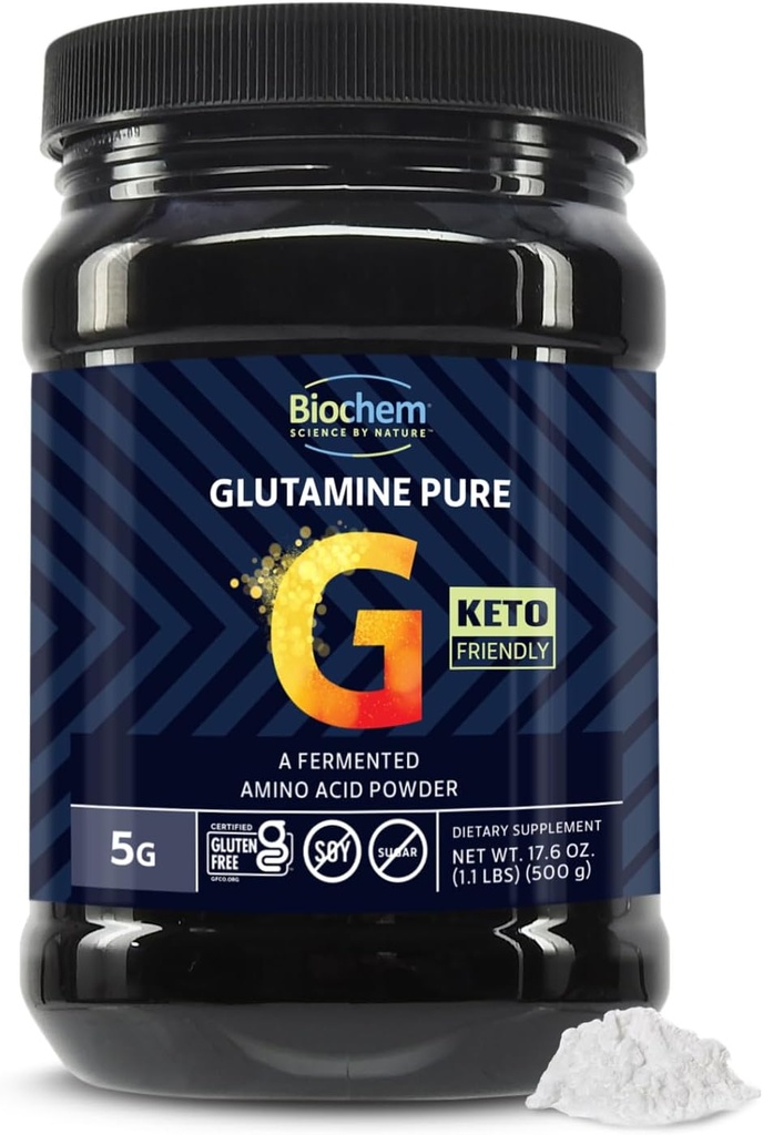 Biochem Glutamine Pure Powder - Pharmaceutical-Grade L-Glutamine για την αποκατάσταση μετά την προπόνηση - Vegan, Gluten-free, Keto - Υποστηρίζει μυϊκό ιστό, ανοσοποιητική υγεία, ενέργεια - 5g ανά υπηρεσία, 17,6 oz