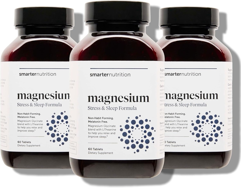 Smarter Nutrition Magnesium Complex - Χηλικό Γλυκινικό Μαγνήσιο + Κιτρικό, Κακή για τον ύπνο, την χαλάρωση, τους μυς & τα νεύρα + Κλινικά Αποδεδειγμένο L- Theanine, Μη- ΓΤΟ-180 Tablet[90- Ημερήσιος εφοδιασμός]