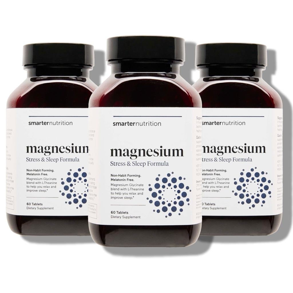 Smarter Nutrition Magnesium Complex - Χηλικό Γλυκινικό Μαγνήσιο + Κιτρικό, Κακή για τον ύπνο, την χαλάρωση, τους μυς & τα νεύρα + Κλινικά Αποδεδειγμένο L- Theanine, Μη- ΓΤΟ-180 Tablet[90- Ημερήσιος εφοδιασμός]