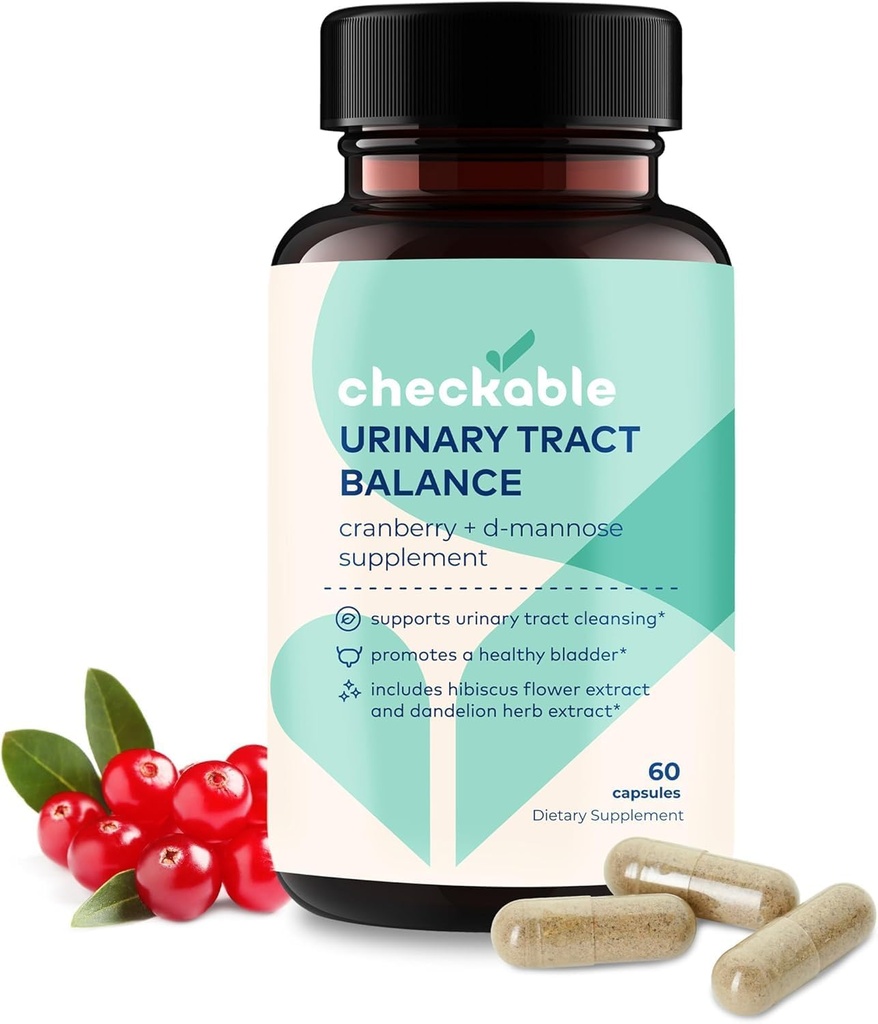 Checkable® urinary Tract Balance - Bladder Health and Urinary Tract Cleanser Vitamins for Men and Women - 1350mg με D- Mannose και Cranberry - 60 Κάψουλες