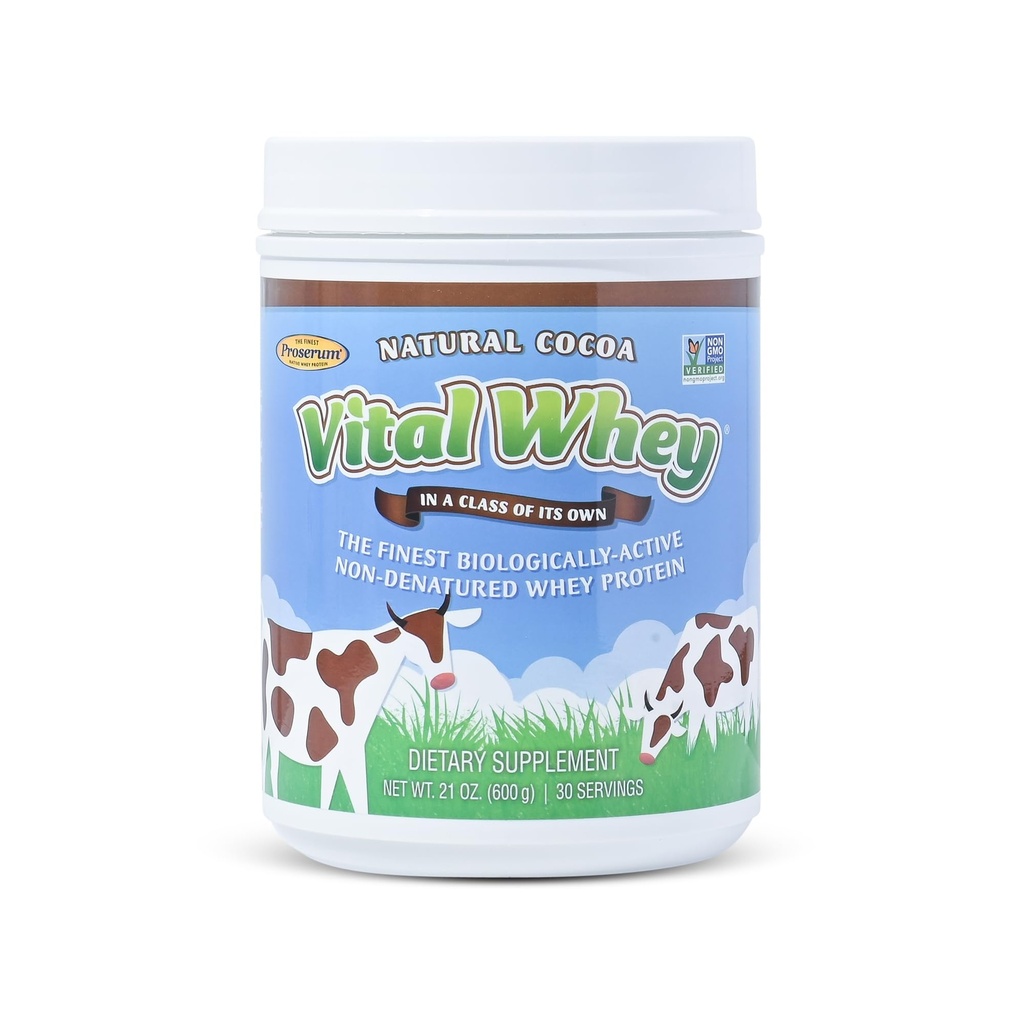 Grass-Fed Whey Protein Powder για την ανοσοποιητική ζωτικότητα, φυσικό κακάο 600g (30 μερίδες), 15g πρωτεΐνη ανά σερβίρουμε, ζωτικό Whey, καθαρό ολιστικό, Διατροφή ευεξίας