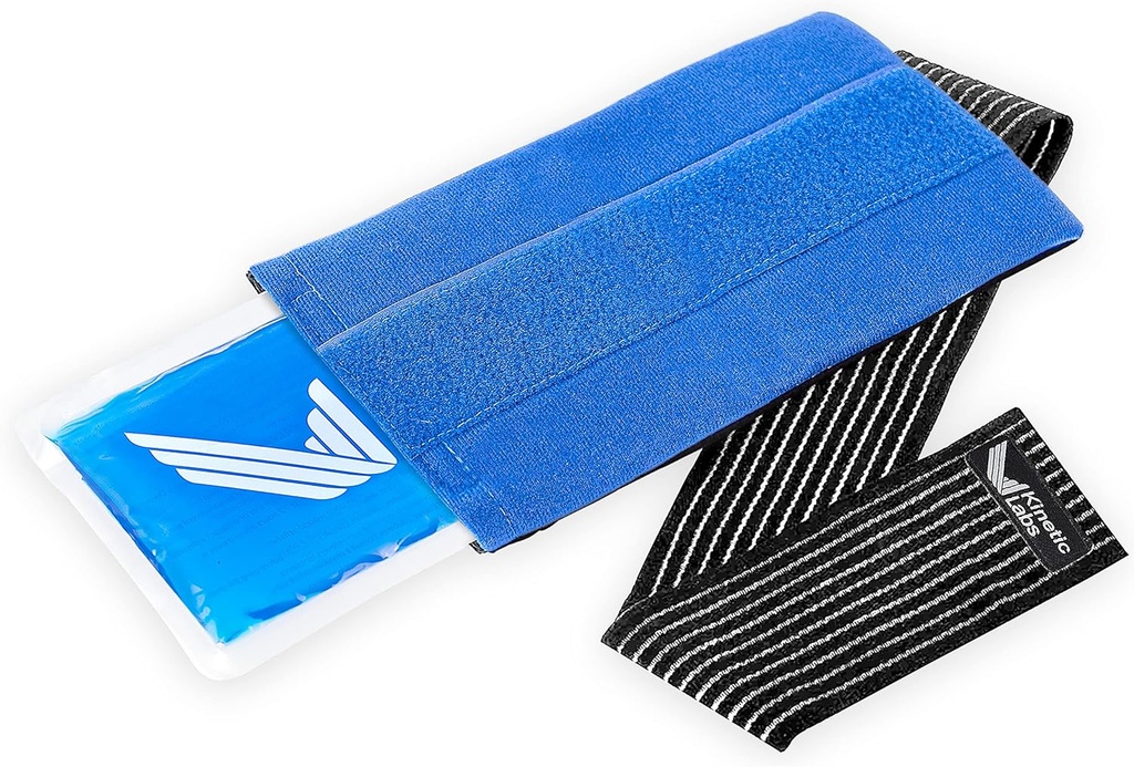 Reuseable Ice Pack for Injuries with Wrap by Kinetic Labs - Hot and Cold Pack for Injuries with Strap - Ice Wrap for Hip Back Shoulder Knee Surgery (Large)