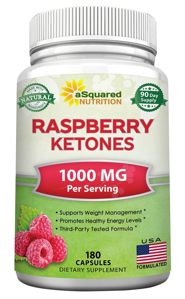 aSquared Nutrition Natural Raspberry Ketones 1000mg-180 Κάψουλες-Συμπλήρωμα απώλειας βάρους, Max Strength Plus Suppressant Diet Χάπια, Premium Lean Health Powder to Boost Pure Energy & Μεταβολισμός