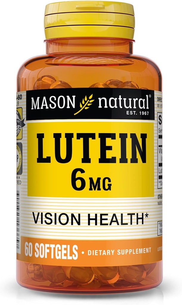 Mason Natural Lutein 6 mg με Βιταμίνη Ε, 2 μήνες προσφοράς, Υγιεινή Όραμα & Λειτουργία των ματιών, Υποστηρίζει τη φυσιολογική υγεία των ματιών