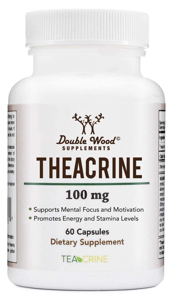 Theacrine (Teacrine) 100 Mg, 60 κάψουλες - Energy and Focus Supplement (Παρόμοια με τα χάπια καφεΐνης, αλλά πιο Λεπτή και μακρύτερη διάρκεια) Non-GMO και Gluten Free by Double Wood
