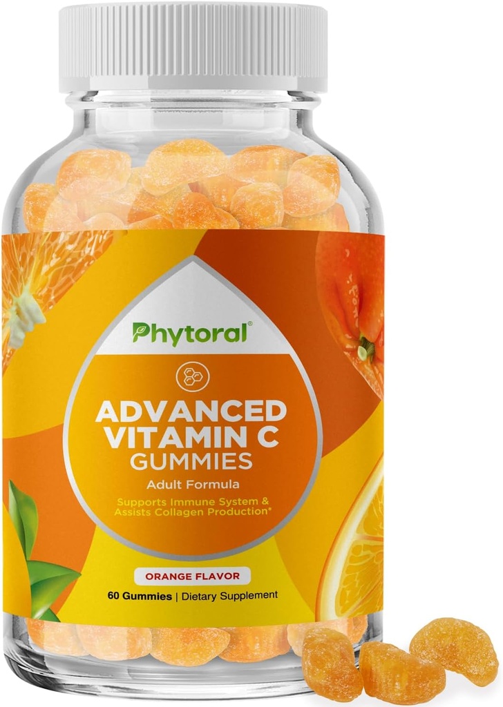 Φυτοσυλλογική Φυσική Βιταμίνη C Gummies για ενήλικες - Υψηλής ισχύος Βιταμίνη C Ανοσοποιητική υποστήριξη Gummies - Ασκορβικό οξύ Μασώμενο Ανοσοποιητικό Αναμνηστικό για ενήλικες με Ισχυρές Βιταμίνες εγκεφάλου Συμπληρώματα