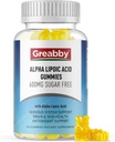Alpha Lipoic Acid 600mg Gummies, Sugar Free Chewable R Lipoic Acid Supplement για Αντιοξειδωτικό & Νευρικό Σύστημα Υποστήριξης, Brian & Skin Health, Ανανάς Γεύση, 60 Count