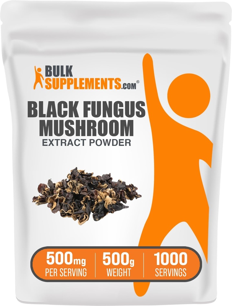 BulkSupplements.com Black Fungus Mushroom Extract Powder - Wood Ear Mushrooms Powder - Vegan & Gluten Free, 500mg per Serving, 500g (1.1 lbs) (Συσκευασία των 1)