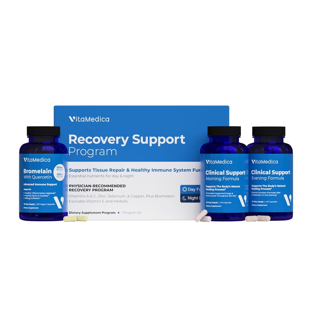 Clinical-Grade Post Surgery Recovery Supplement Program, Comprehensive, Physician-Designed Formulation to Support Healing with Vitamins, Minerals, Antioxidants, Bromelain και Quercetin