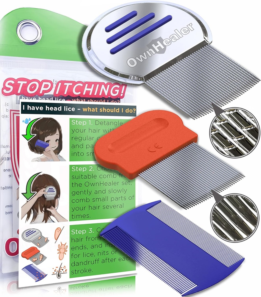 ΙΔΙΟΚΤΗΣΙΑ επαγγελματική Lice Comb Kit - για ψείρες, νιπτήρες και απομάκρυνση πιτυρίδας. Quick Results for Head Lice Treatment - Κατάλληλο για όλους τους τύπους μαλλιών. Πίνε para piojos y leendres.