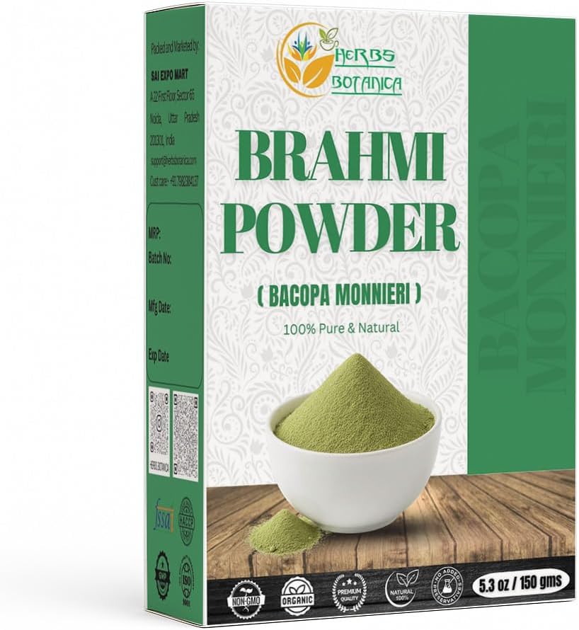 Βότανα Botanica Brahmi σκόνη Bakopa σκόνη Centella Asiatica Ayurvedic Herb, φυσική περιποίηση μαλλιών, προωθεί την ανάπτυξη των μαλλιών 