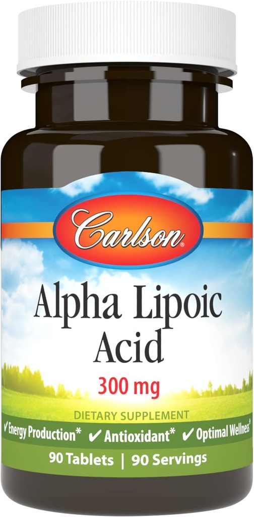 Carlson - Alpha Lipoic Acid, 300 mg, Προωθεί την παραγωγή ενέργειας, 90 δισκία