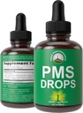 PMS Relief 9-σε-1 Συμπλήρωμα υγρών σταγόνων. 9 φυτικά συστατικά για την υποστήριξη της περιόδου Cramps Πόνος για τις γυναίκες. Vegan, Μηδενικές Βιταμίνες Ζάχαρης με οργανικά καρπούζια, Κραμπ Μπαρκ, Ρίζα γιαμ, Φύλλο Νετλ