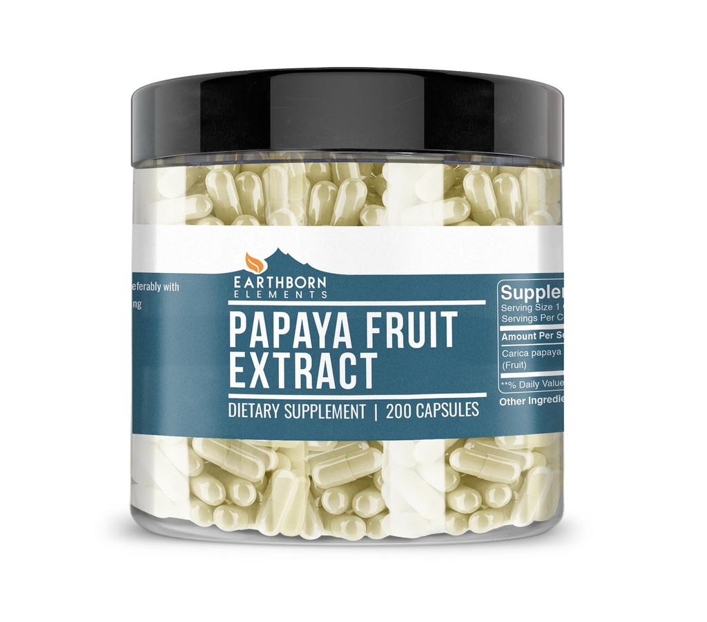 Earthborn Elements Papaya Fruit Extract 200 κάψουλες, καθαρό & μη αραιωμένο, χωρίς πρόσθετα