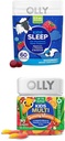 OLLY παιδιά Gummy ύπνου, μελατονίνη, L Theanine, χαμομήλι, 60 Count and Kids Multivitamin Gummy Worms, Βιταμίνες A C D E Bs ψευδάργυρος, 70 Count