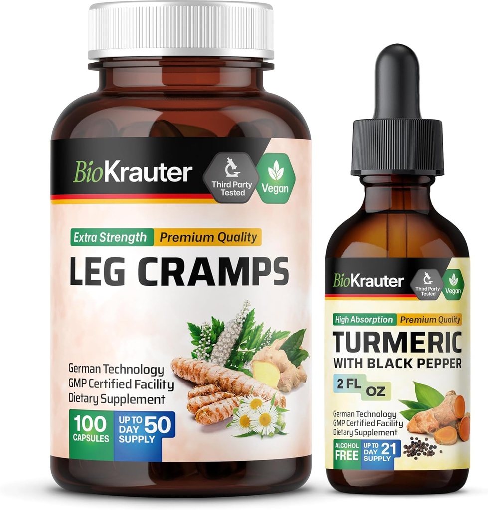Πόδι Cramps 100 Κάψουλες & Turmeric Βάμμα 2 Fl. Oz.
