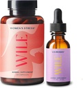 Wile Γυναικείο άγχος συμπλήρωμα ανακούφισης & μη-ανησυχητικές σταγόνες, 2-πακέτο, υποστήριξη Mood για τις γυναίκες, (1) Μπουκάλι φυτικά συμπληρώματα 60 κάψουλες & (1) Stress Relief Βάμμα, 1fl oz