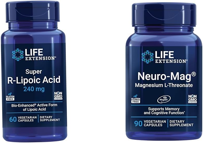 Life Extension Super R-Lipoic Acid – Longevity Supplement for Oxidative Stress Defense & Neuro-mag Μαγνήσιο L-threonate, Μαγνήσιο L-threonate