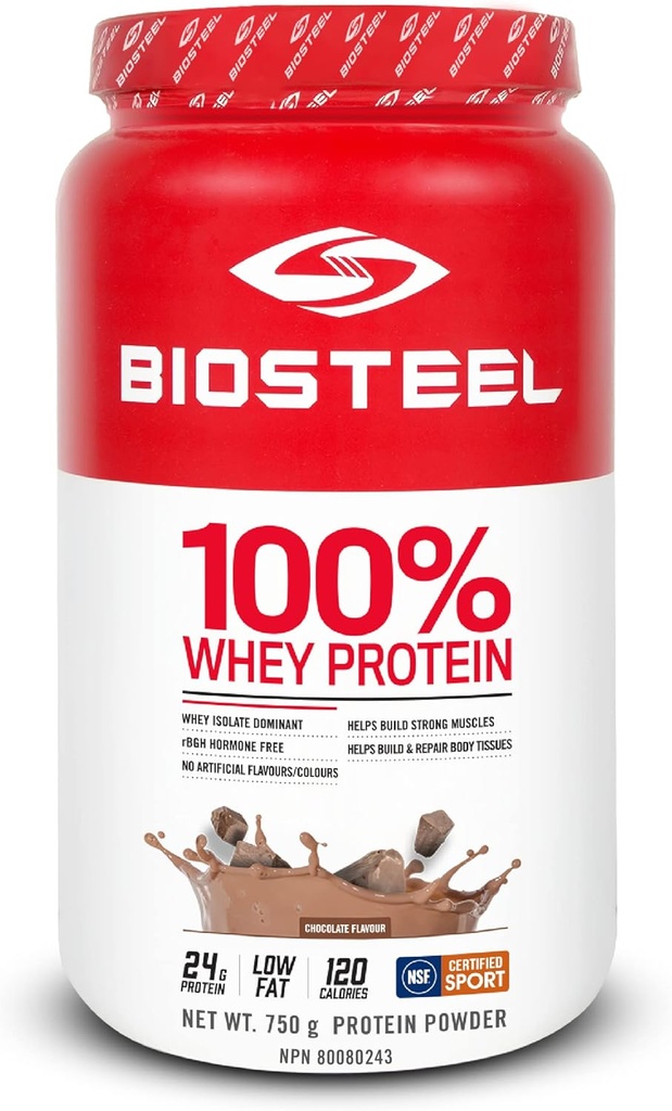 BioSteel Sports 100% Whey Protein Powder Supplement, rBGH Hormone Free & Non-GMO Post Workout Formula, σοκολάτα, 25 μερίδες, 25,5 ουγγιά