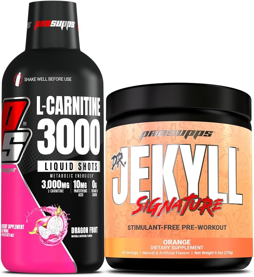 PROSUPPS L-Καρνιτίνη 3000 Simulant Free Liquid Shots (31 Servings, Dragon Fruit) και ο κ. Hyde Signature Series Pre-Workout Energy Powdered Drink (30 Servings, Orange) Bundle