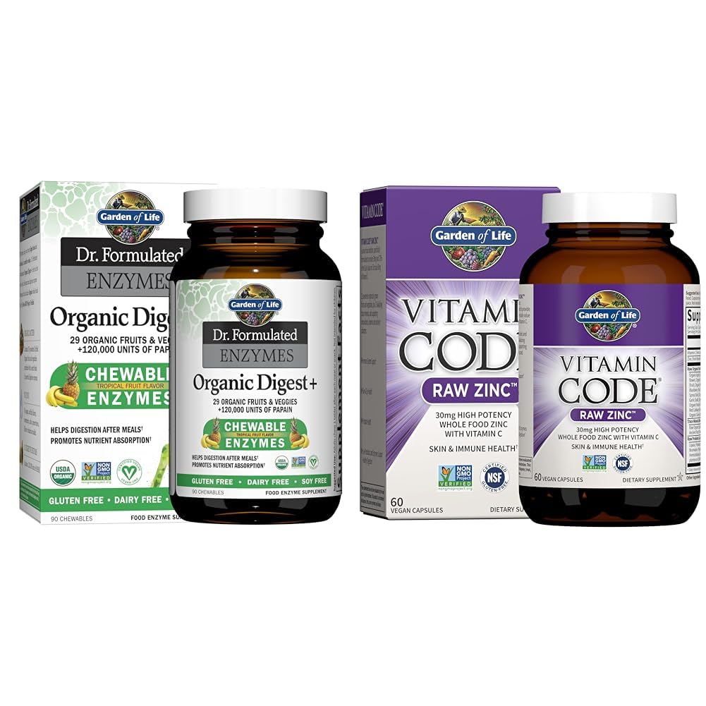 Κήπος Ζωής Dr Formulated Digestive Ένζυμα με Papein, Bromelain & Zinc Συμπληρώματα 30mg υψηλής ισχύος Ακατέργαστος ψευδάργυρος και βιταμίνη C Multimineral Συμπλήρωμα