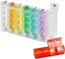 Weekly Pill Organizer - Pill Planners for Pills and Vitamins Day Week, 4 Times-a-Day Medication Reminder, AM PM Compartments Monday to Sunday for Travel or Purse