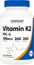 Nutricost Βιταμίνη K2 (MK4) 240 Κάψουλες (100mcg) - Χωρίς γλουτένη και μη ΓΤΟ