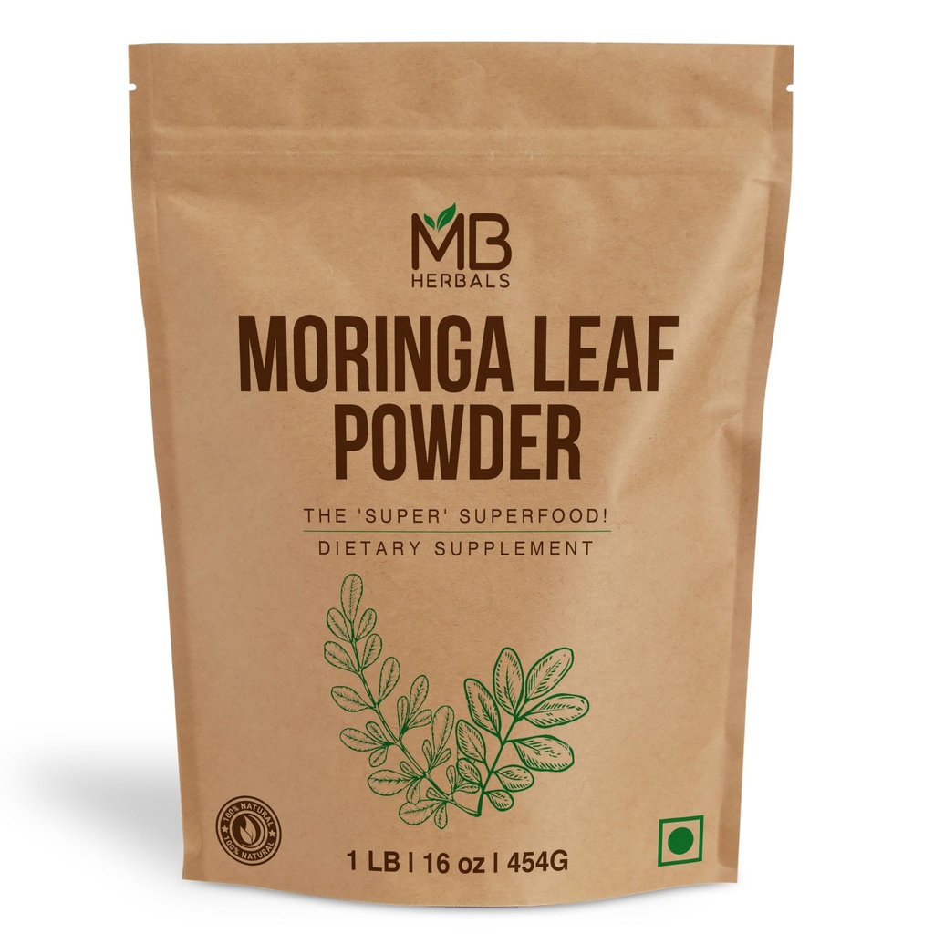 MB Herbals Moringa Leaf Powder 1 lb / 16 oz (454 Gram) 