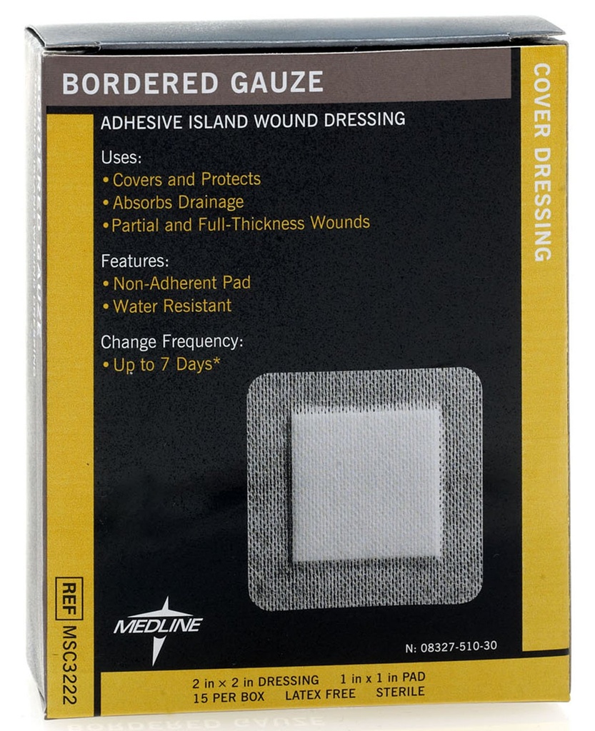 Medline συνορεύει Gauze, 2" x 2" Αυτοκόλλητο νησί Dressing, Στείρα, 15 κόμης